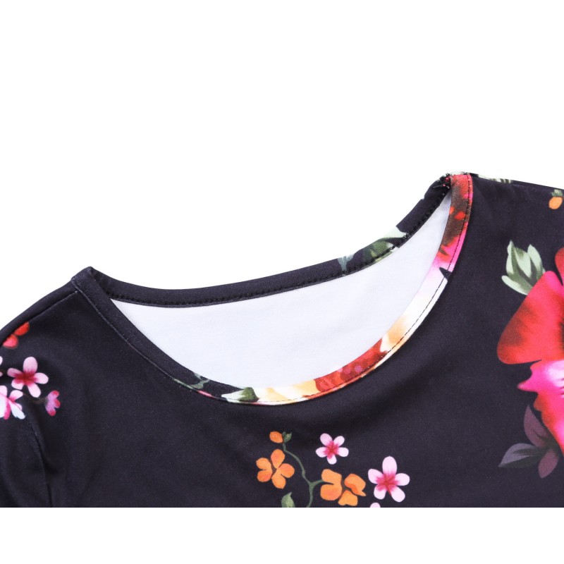 Floral Black Swing Dress with Hidden Pockets Floral Black Swing Dress with Hidden Pockets