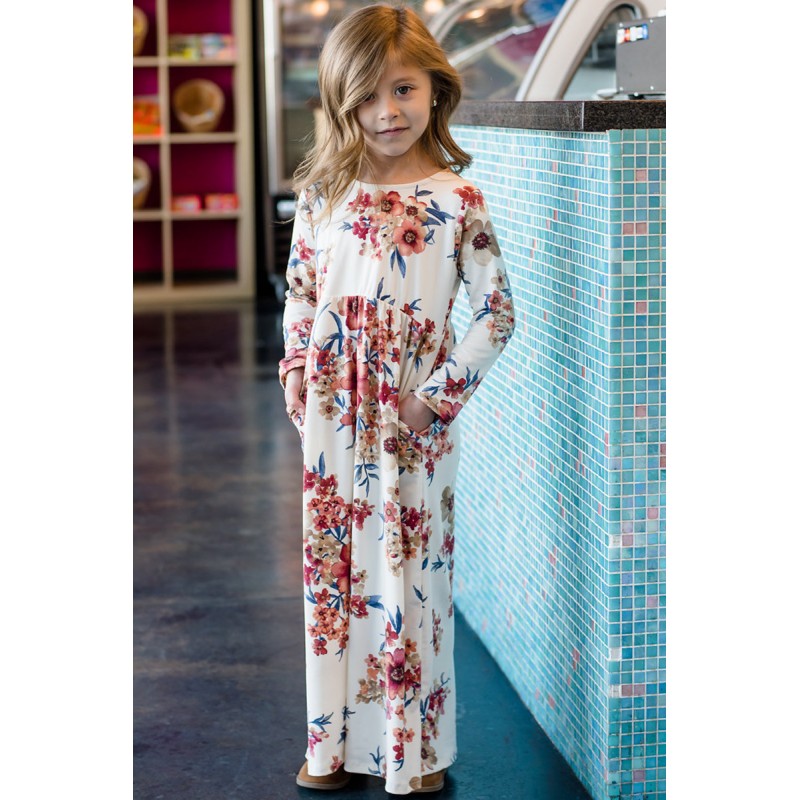 White Floral Maxi Dress for Girls White Floral Maxi Dress for Girls