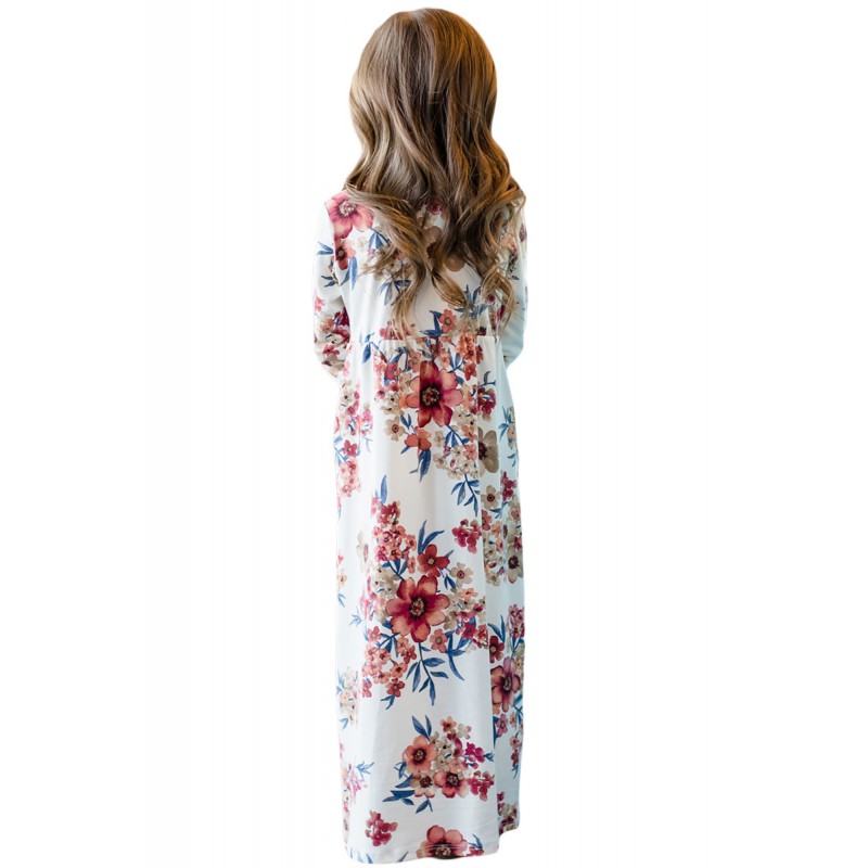 White Floral Maxi Dress for Girls White Floral Maxi Dress for Girls