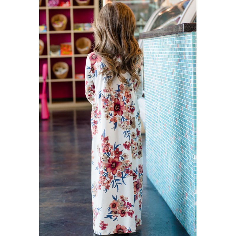 White Floral Maxi Dress for Girls White Floral Maxi Dress for Girls