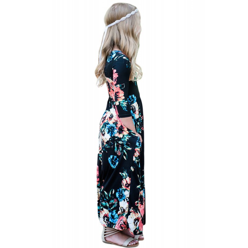 Black Floral Maxi Dress for Girls Black Floral Maxi Dress for Girls