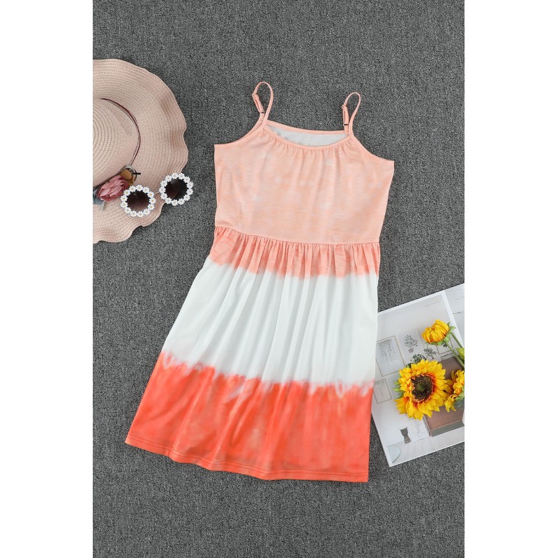Orange Ombre Tie-dye Sleeveless Flowy Kids' Parent-child Dress Orange Ombre Tie-dye Sleeveless Flowy Kids' Parent-child Dress