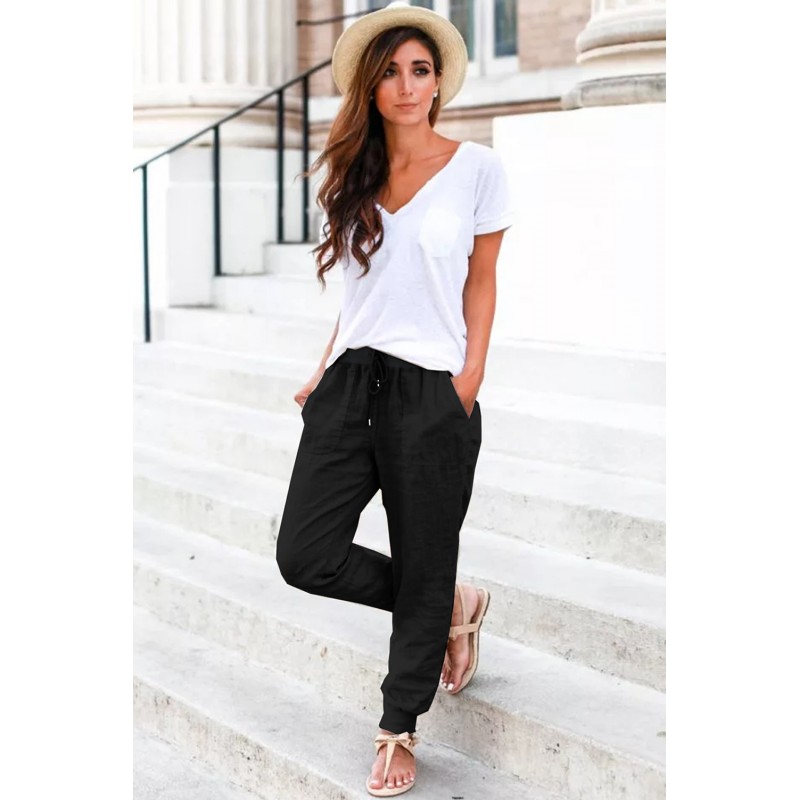 Black Pocketed Drawstring Joggers Black Pocketed Drawstring Joggers