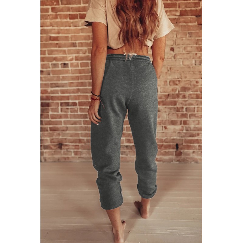 Gray Drawstring Waist Pockets Sweatpants Gray Drawstring Waist Pockets Sweatpants
