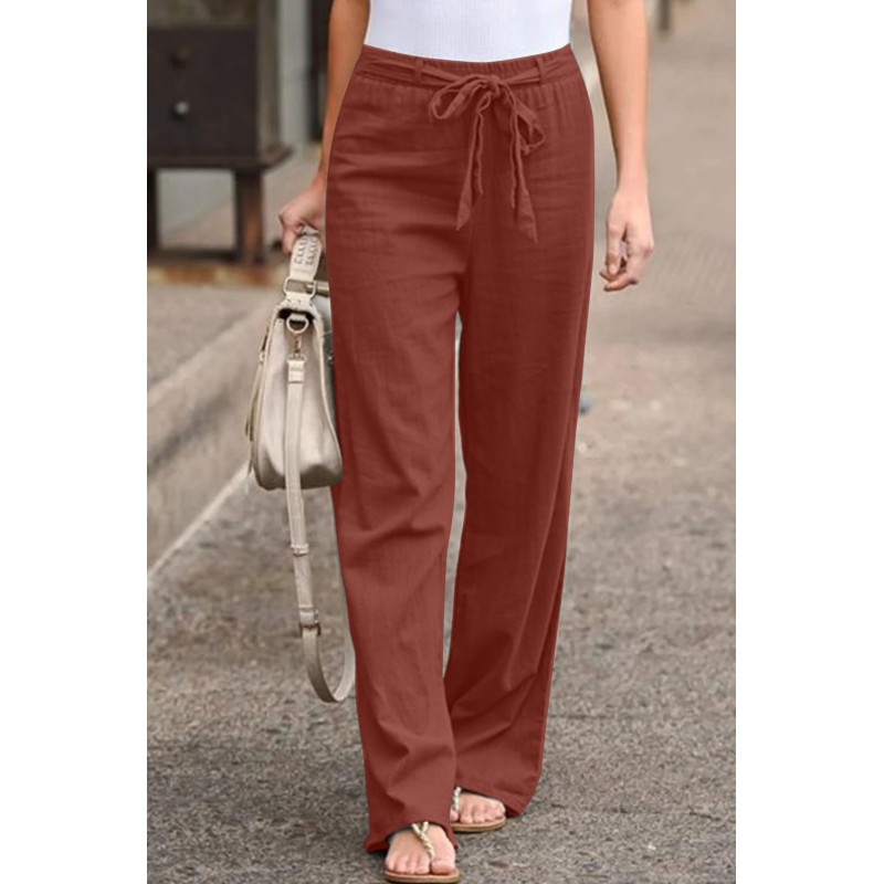 Red Elastic Waist Drawstring Wide Leg Pants Red Elastic Waist Drawstring Wide Leg Pants