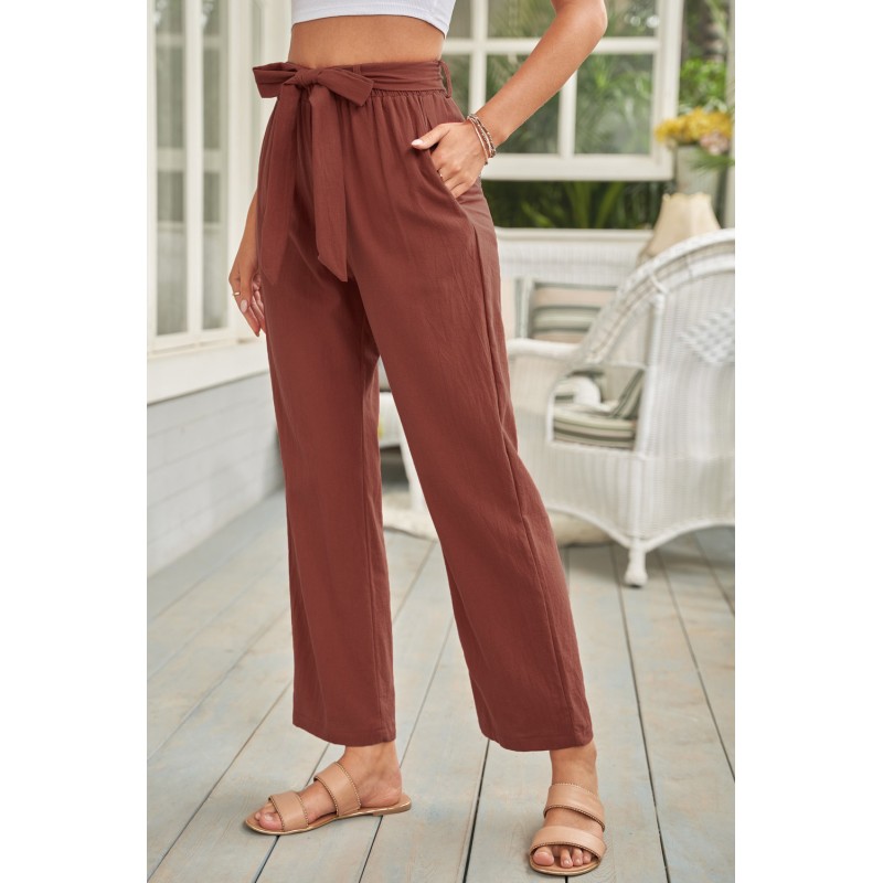 Red Elastic Waist Drawstring Wide Leg Pants Red Elastic Waist Drawstring Wide Leg Pants