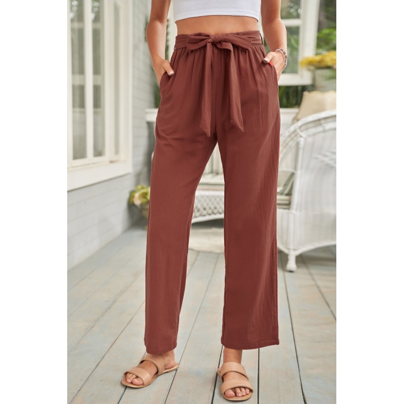 Red Elastic Waist Drawstring Wide Leg Pants Red Elastic Waist Drawstring Wide Leg Pants