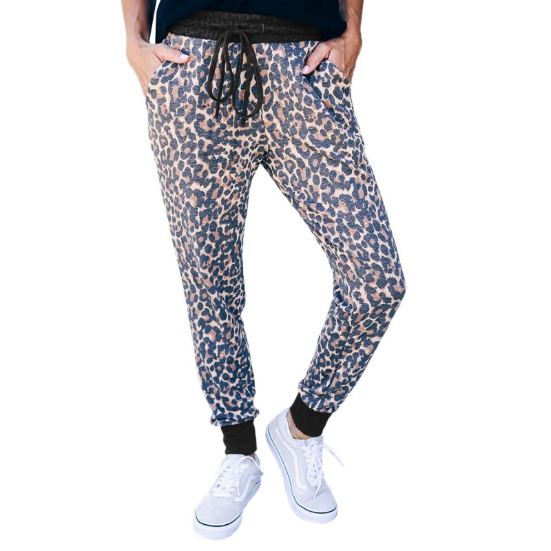 Leopard Print Drawstring Joggers with Side Pocket Leopard Print Drawstring Joggers with Side Pocket
