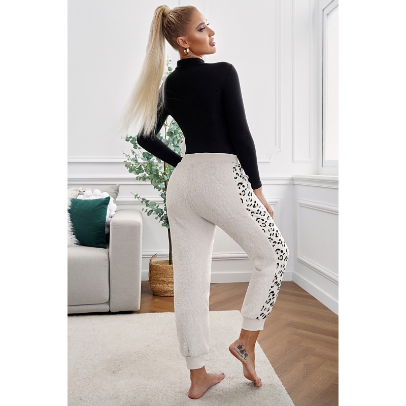 Leopard Patchwork Plush Jogger Pants Leopard Patchwork Plush Jogger Pants