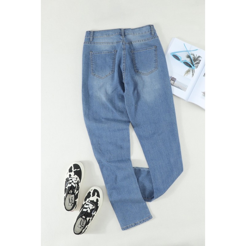 Leopard Print Stitching Ripped Skinny Jeans Leopard Print Stitching Ripped Skinny Jeans