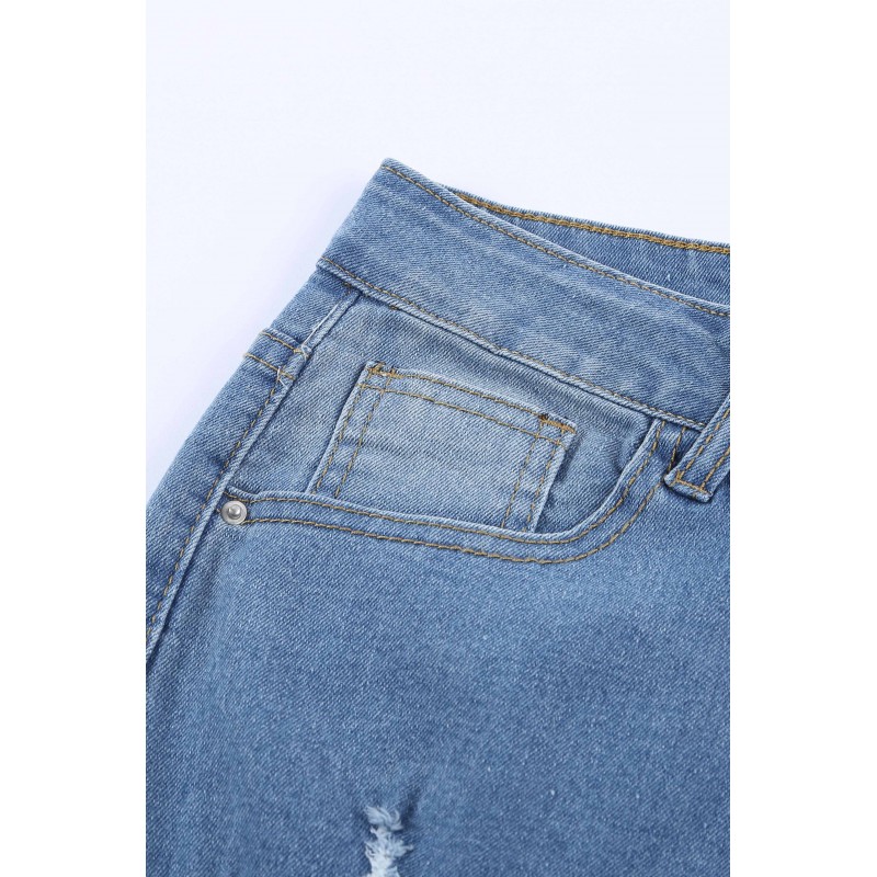 Leopard Print Stitching Ripped Skinny Jeans Leopard Print Stitching Ripped Skinny Jeans