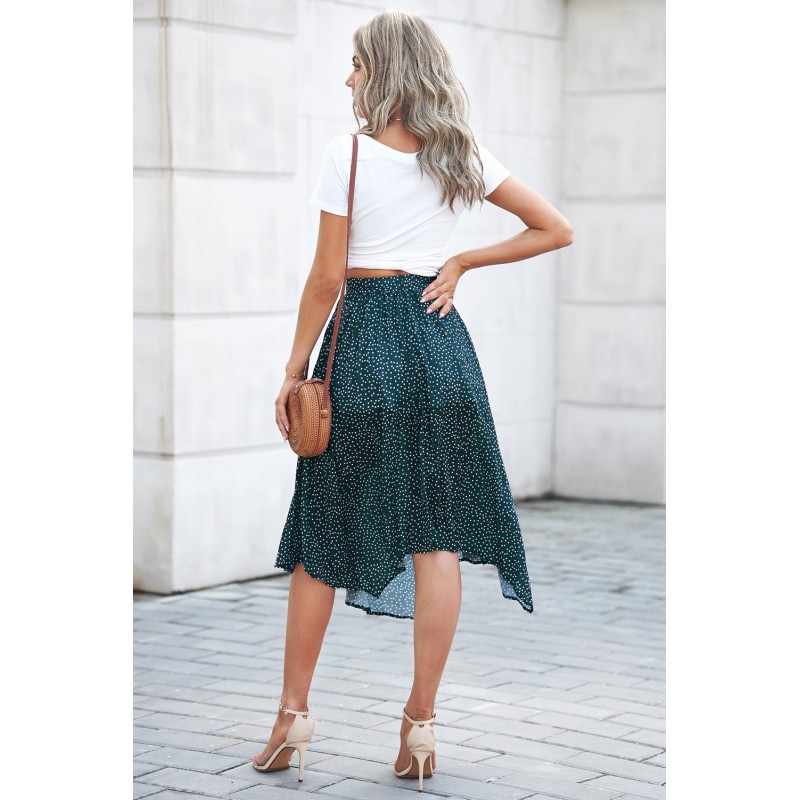 Green Fashion Print Side Slit Pleated Maxi Skirt Green Fashion Print Side Slit Pleated Maxi Skirt