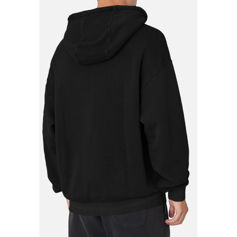 Black Drop-shoulder Pullover Men's Hoodie Black Drop-shoulder Pullover Men's Hoodie