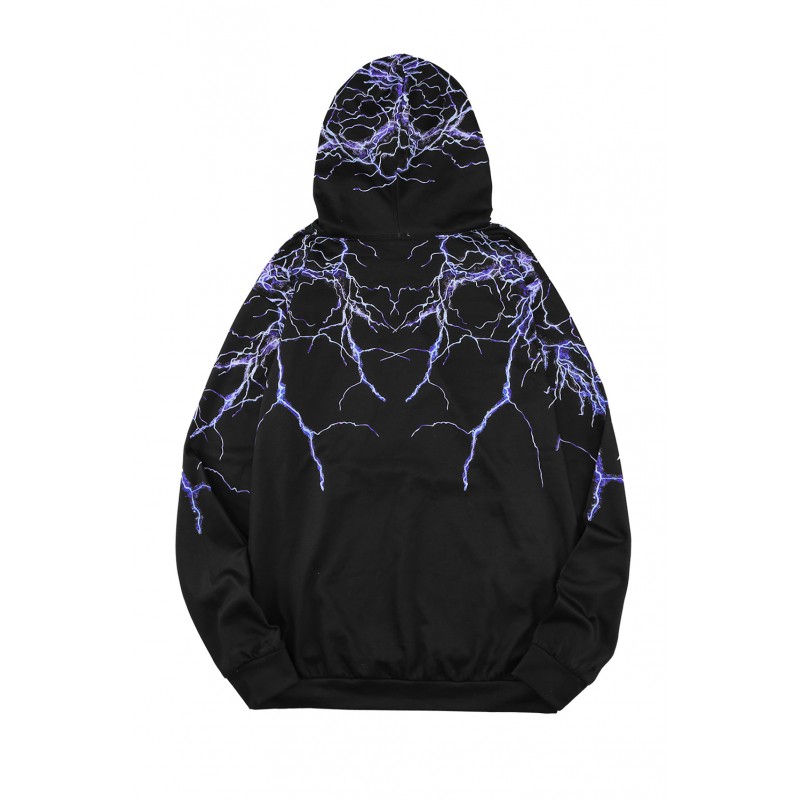 Black Lightning Men's Hooded Sweatshirt with Kangaroo Pocket Black Lightning Men's Hooded Sweatshirt with Kangaroo Pocket