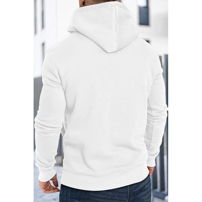 White Letter Print Men's Hoodie with Kangaroo Pocket White Letter Print Men's Hoodie with Kangaroo Pocket