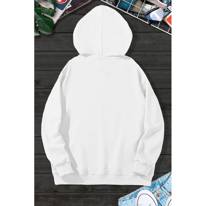 White Letter Print Men's Hoodie with Kangaroo Pocket White Letter Print Men's Hoodie with Kangaroo Pocket