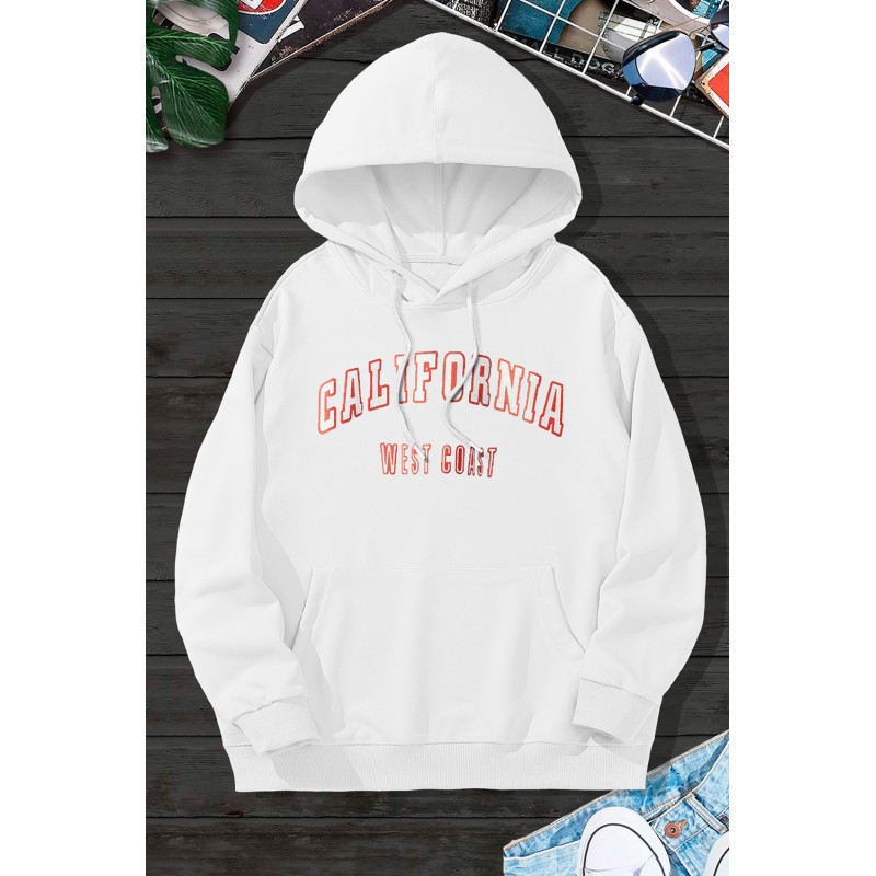 White Letter Print Men's Hoodie with Kangaroo Pocket White Letter Print Men's Hoodie with Kangaroo Pocket