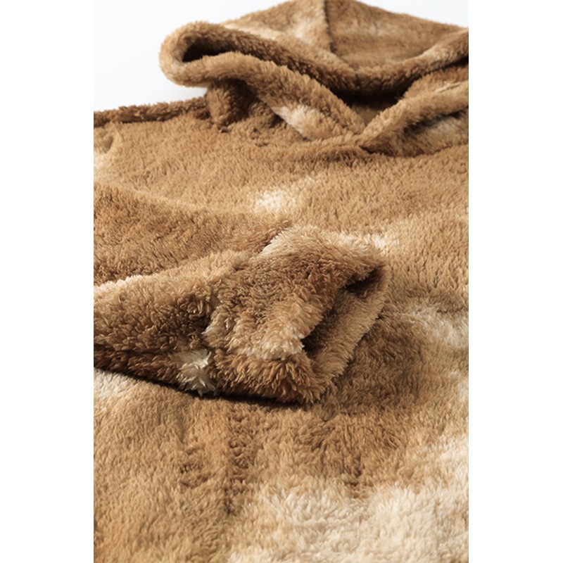 Brown Tie-dyed Print Men's Sherpa Hoodie Brown Tie-dyed Print Men's Sherpa Hoodie