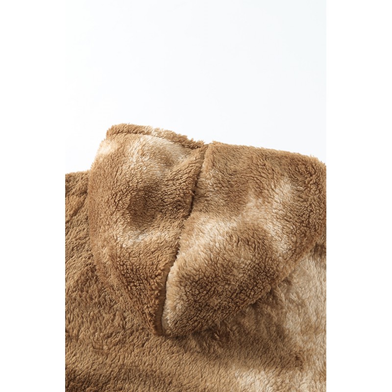 Brown Tie-dyed Print Men's Sherpa Hoodie Brown Tie-dyed Print Men's Sherpa Hoodie