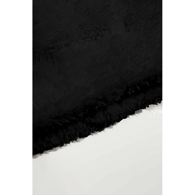 Black Letter Embroidered Long Sleeve Men's Sherpa Hoodie Black Letter Embroidered Long Sleeve Men's Sherpa Hoodie