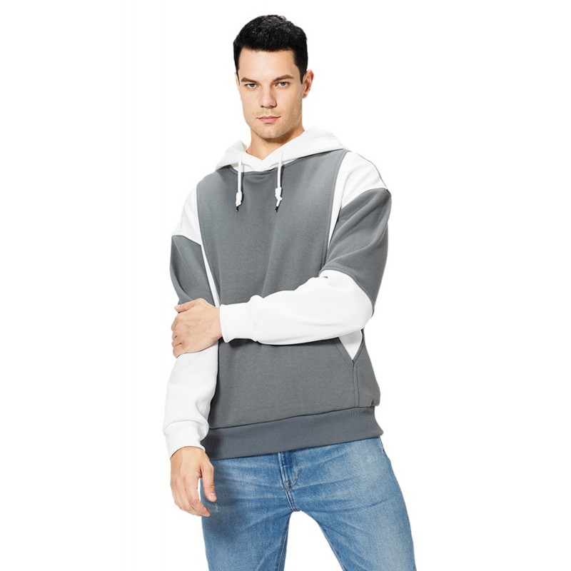 White Men Colorblock Pullover Long Sleeve Hoodie White Men Colorblock Pullover Long Sleeve Hoodie