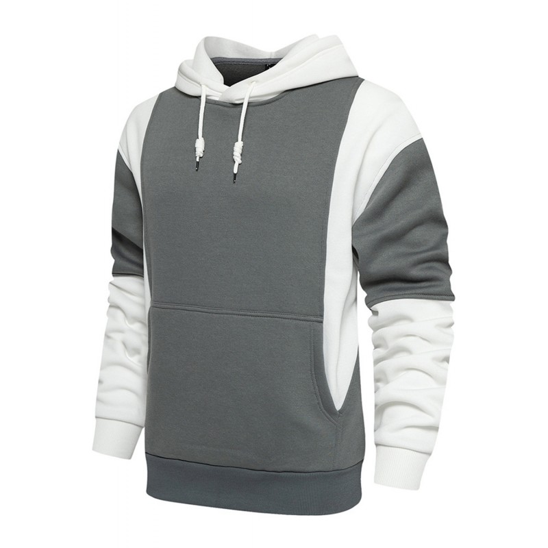 White Men Colorblock Pullover Long Sleeve Hoodie White Men Colorblock Pullover Long Sleeve Hoodie