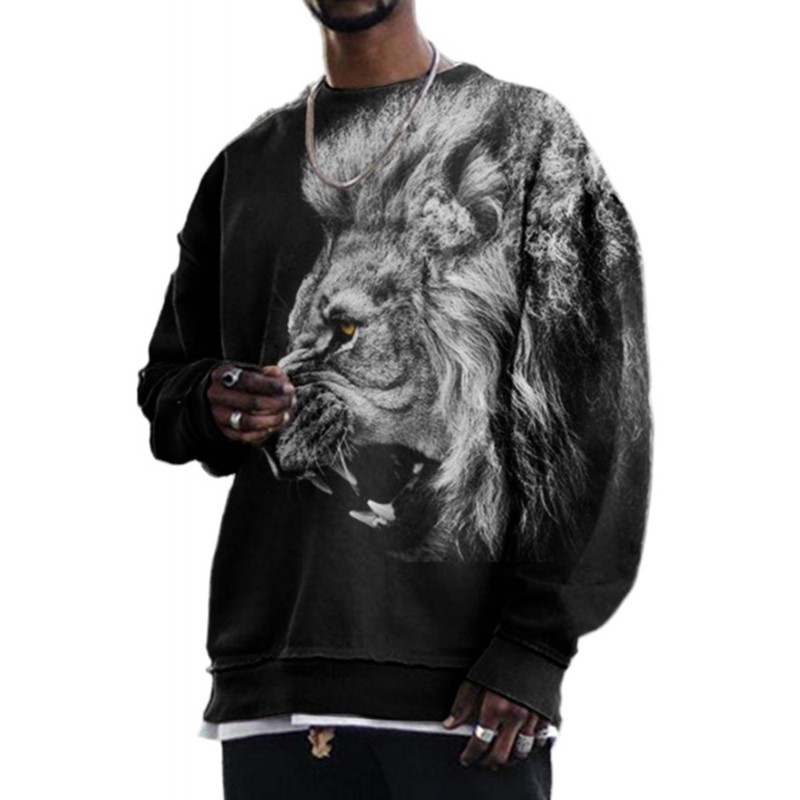3D Lion Print Crew Neck Men Sweatshirt 3D Lion Print Crew Neck Men Sweatshirt