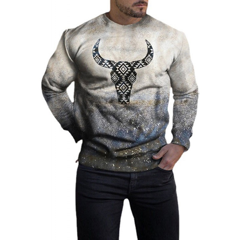 Men's Buffalo Tie-dye Print Sweatshirt Men's Buffalo Tie-dye Print Sweatshirt