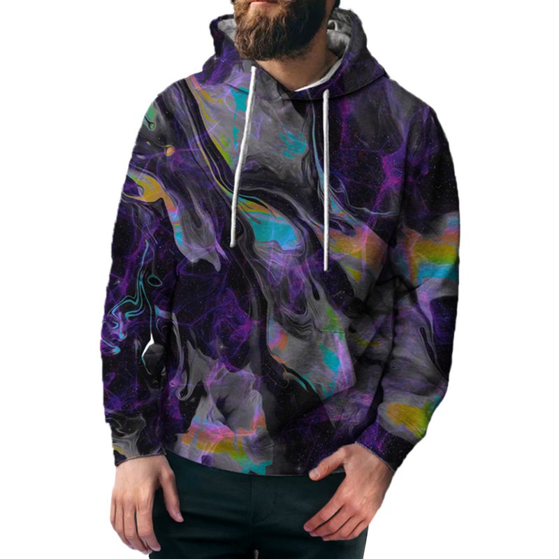 Multicolor Abstract Print Pocket Men's Pullover Hoodie Multicolor Abstract Print Pocket Men's Pullover Hoodie