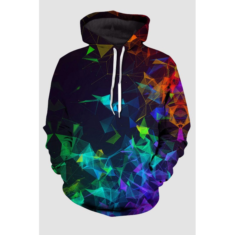 Men's Multicolor Geometric Print Pullover Hoodie