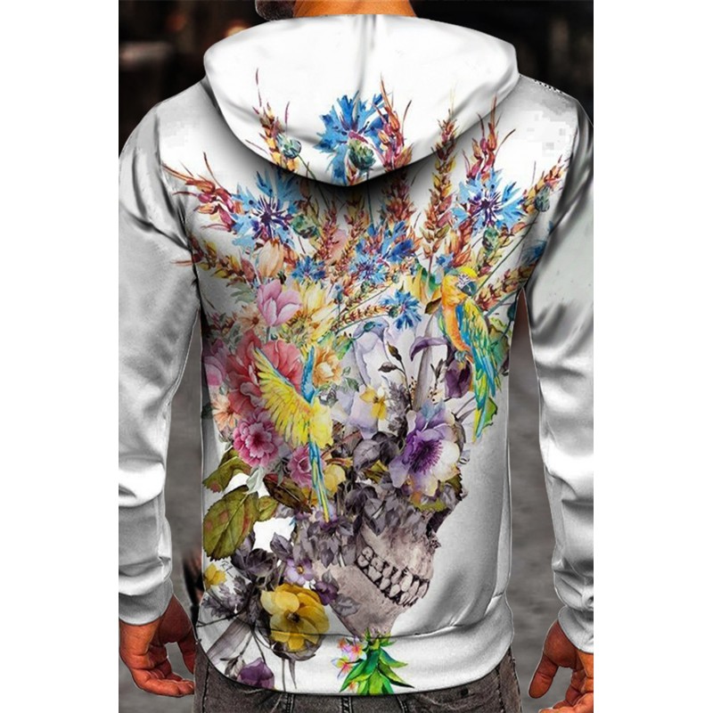 Halloween Floral Skull Print Men's Graphic Hoodie Halloween Floral Skull Print Men's Graphic Hoodie
