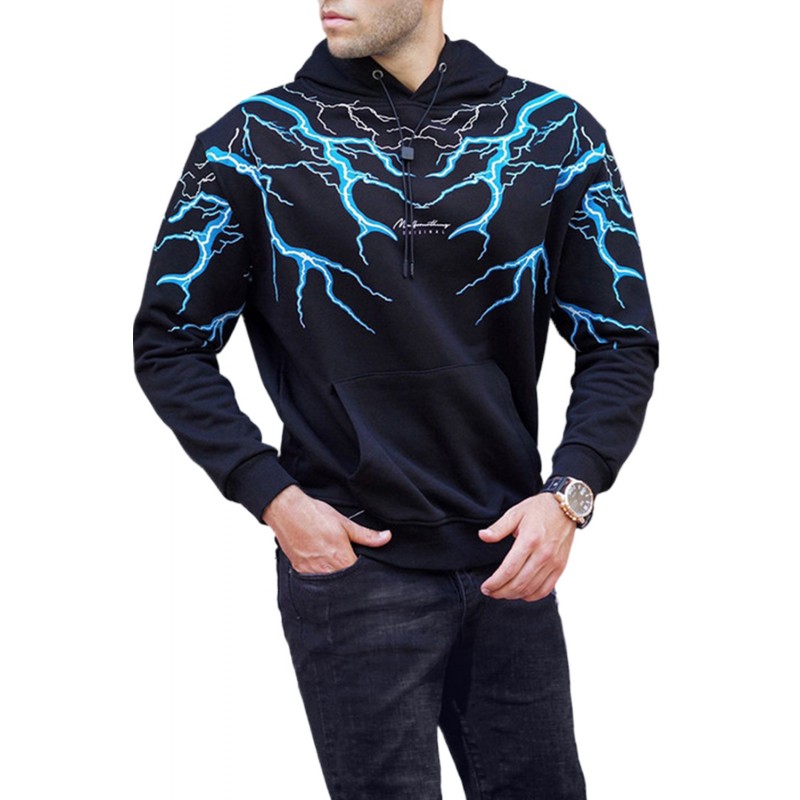 Black Lightning Long Sleeve Casual Men's Hoodie Black Lightning Long Sleeve Casual Men's Hoodie
