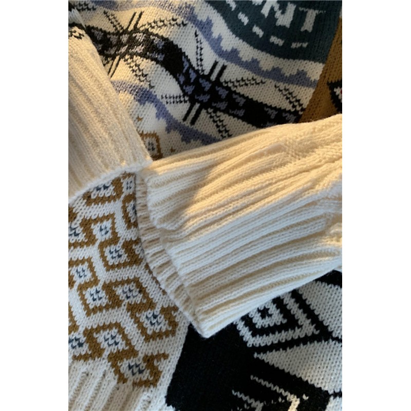 White Graphic Letter Christmas Knitted Men's Pullover Sweater White Graphic Letter Christmas Knitted Men's Pullover Sweater