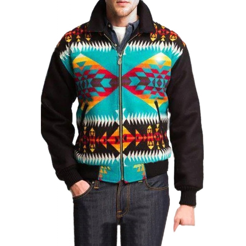 Aztec Print Zip-up Stand Collar Men's Coat Aztec Print Zip-up Stand Collar Men's Coat