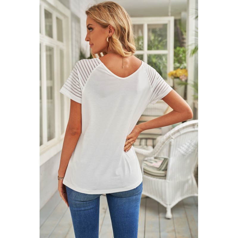 White Striped Raglan Sleeve Tee White Striped Raglan Sleeve Tee