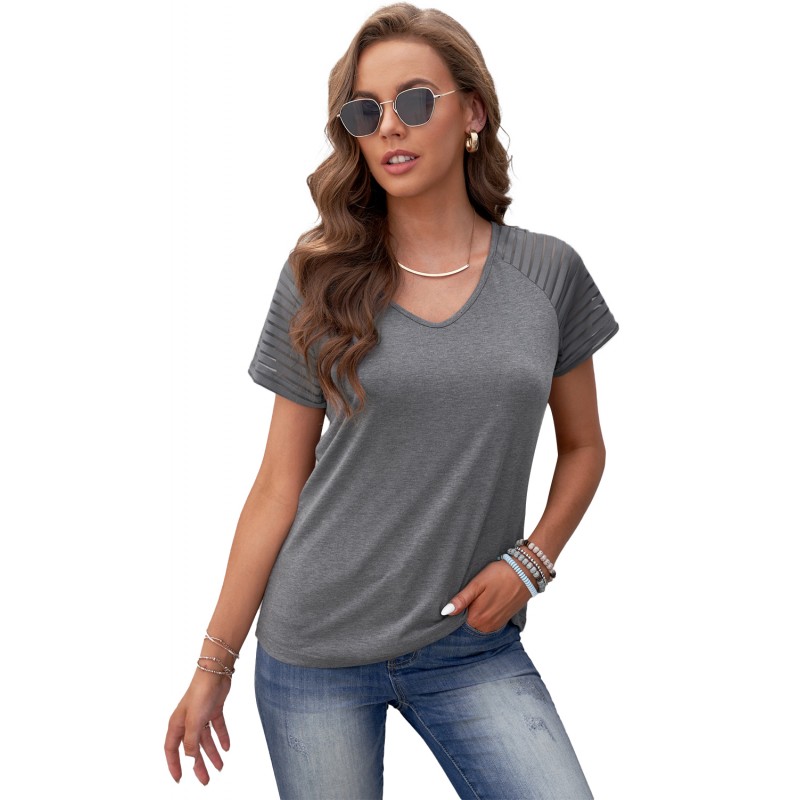 Gray Striped Raglan Sleeve Tee Gray Striped Raglan Sleeve Tee