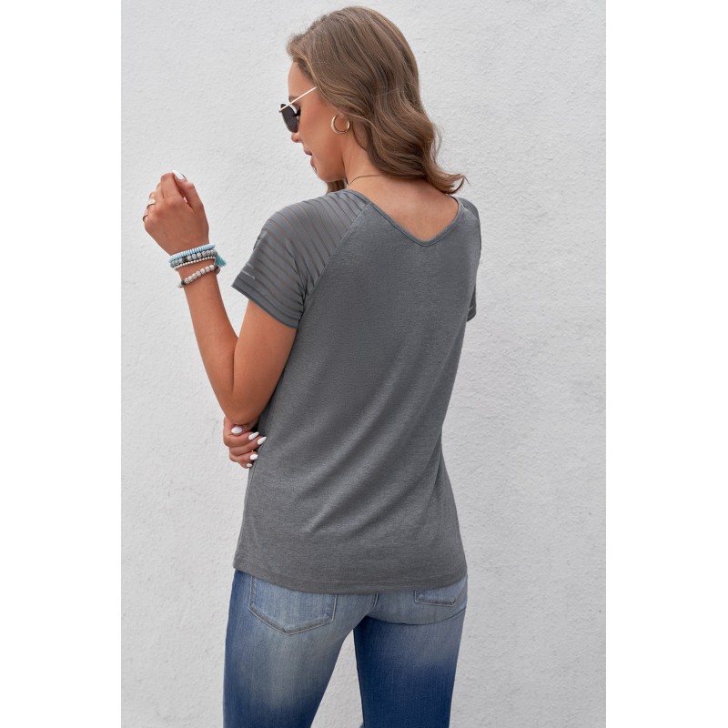 Gray Striped Raglan Sleeve Tee Gray Striped Raglan Sleeve Tee