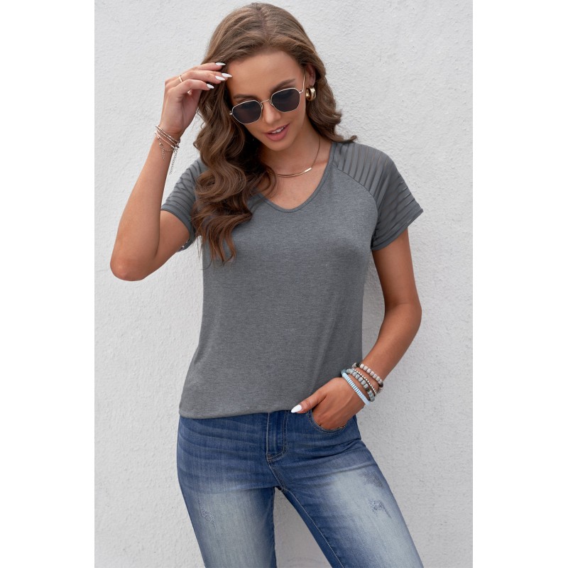 Gray Striped Raglan Sleeve Tee Gray Striped Raglan Sleeve Tee