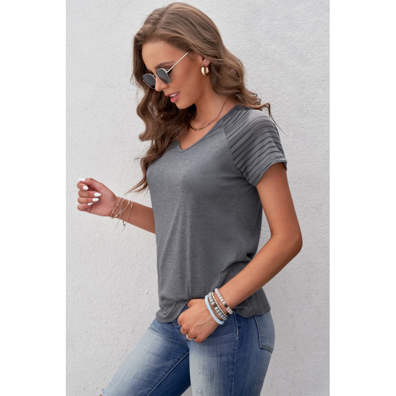 Gray Striped Raglan Sleeve Tee Gray Striped Raglan Sleeve Tee