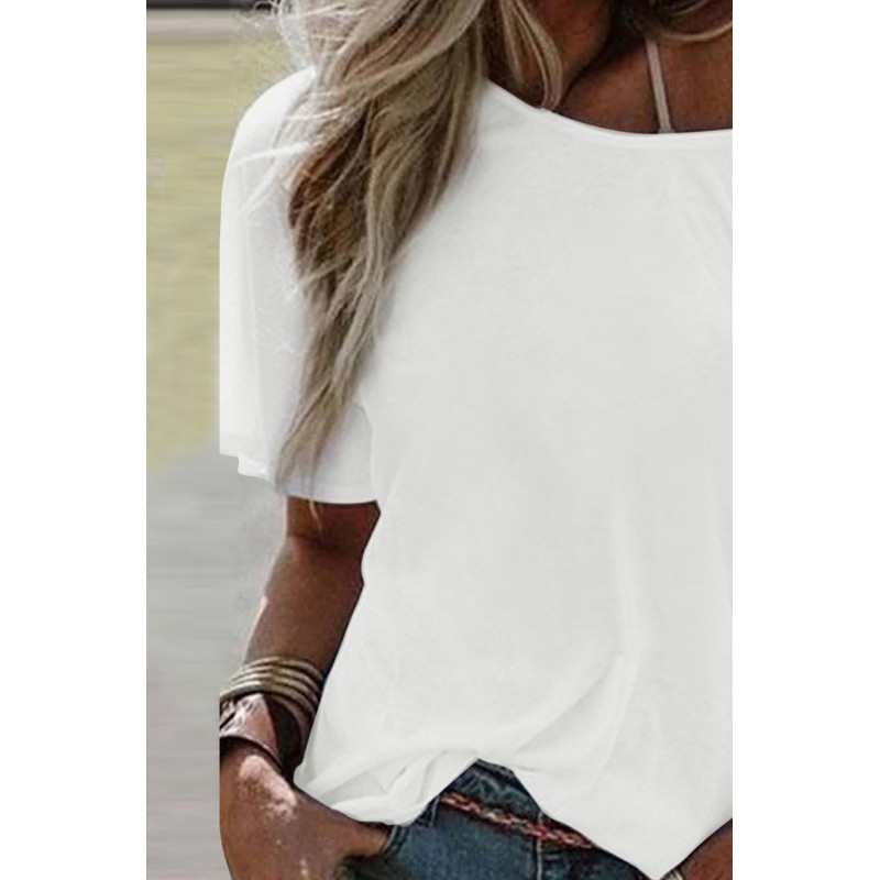 White Crew Neck Short Sleeve Loose Tee White Crew Neck Short Sleeve Loose Tee