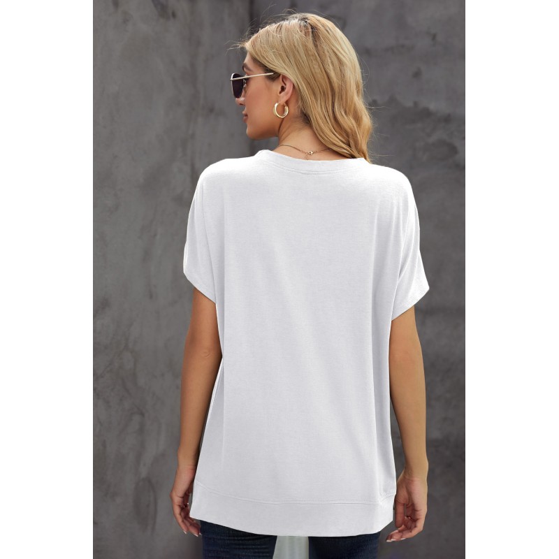 White Round Neck Short Sleeve Solid Color Tee White Round Neck Short Sleeve Solid Color Tee