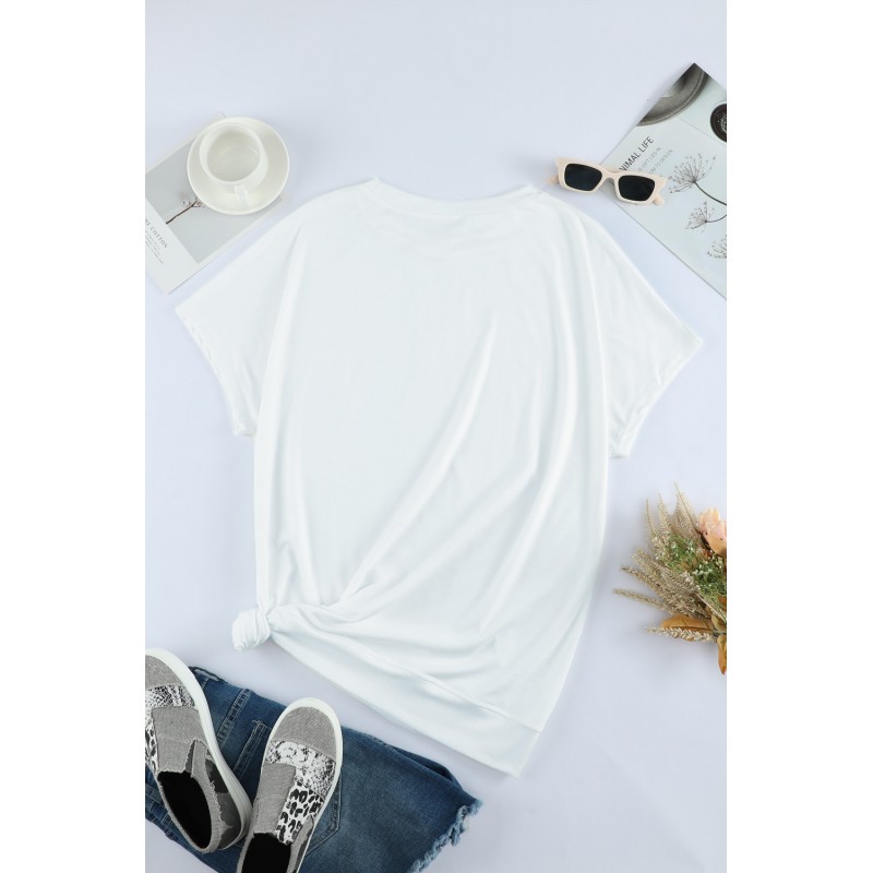 White Round Neck Short Sleeve Solid Color Tee White Round Neck Short Sleeve Solid Color Tee