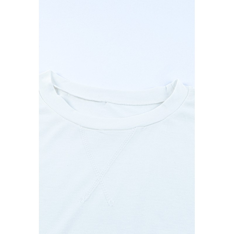 White Round Neck Short Sleeve Solid Color Tee White Round Neck Short Sleeve Solid Color Tee
