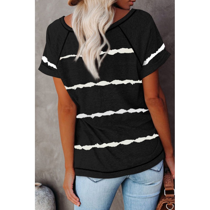 Black Stripe Print Loose T-shirt Black Stripe Print Loose T-shirt