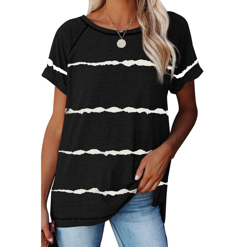 Black Stripe Print Loose T-shirt Black Stripe Print Loose T-shirt